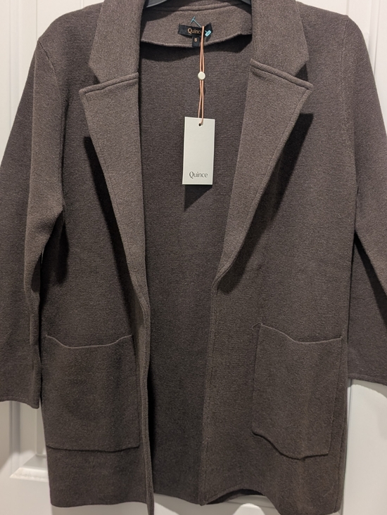 Quince Sweaters - Quince Open Front Pocket Cardigan - Heather Brown